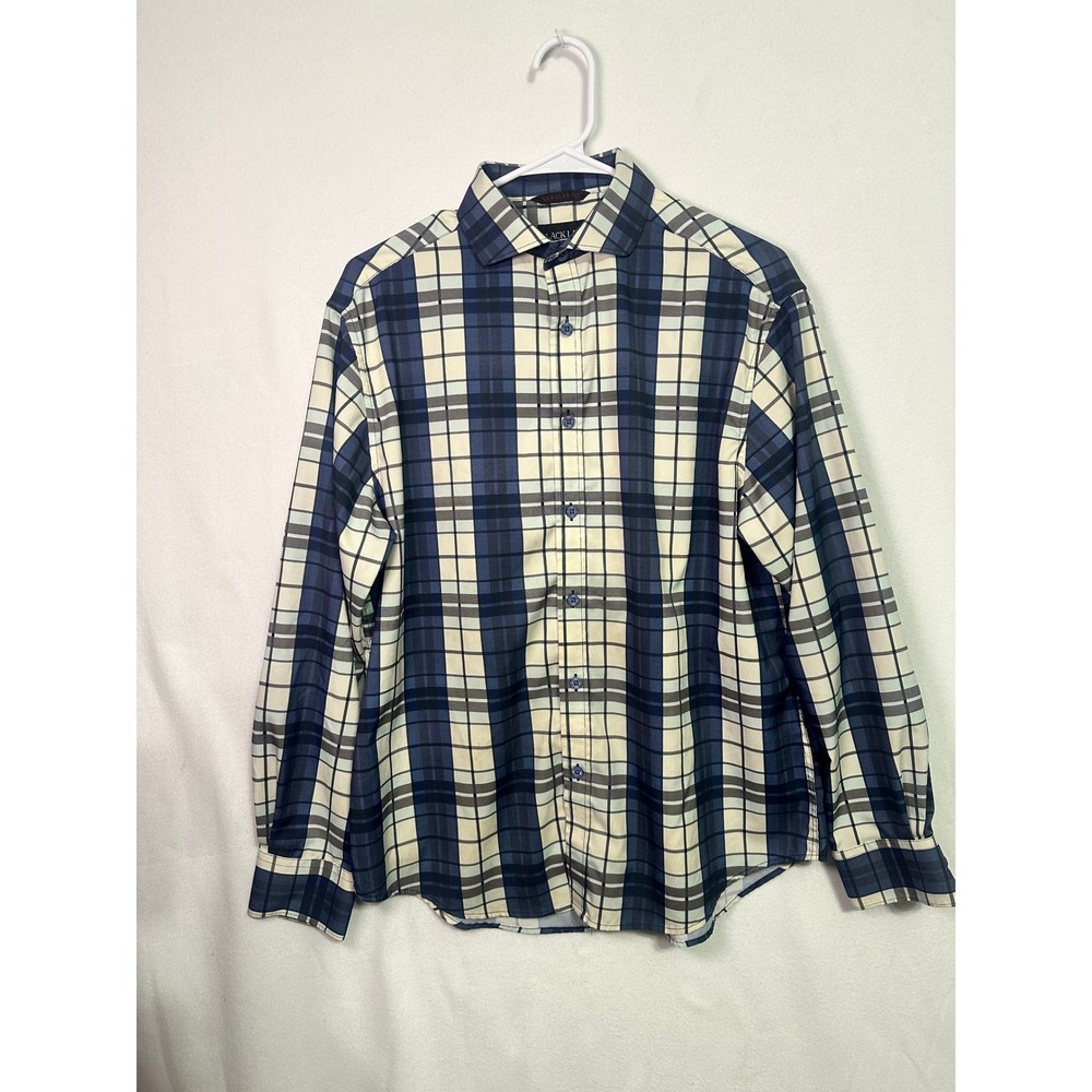Black Label Modern Outdoor Mens Blue Plaid Regular Fit Button Down Shirt Medium